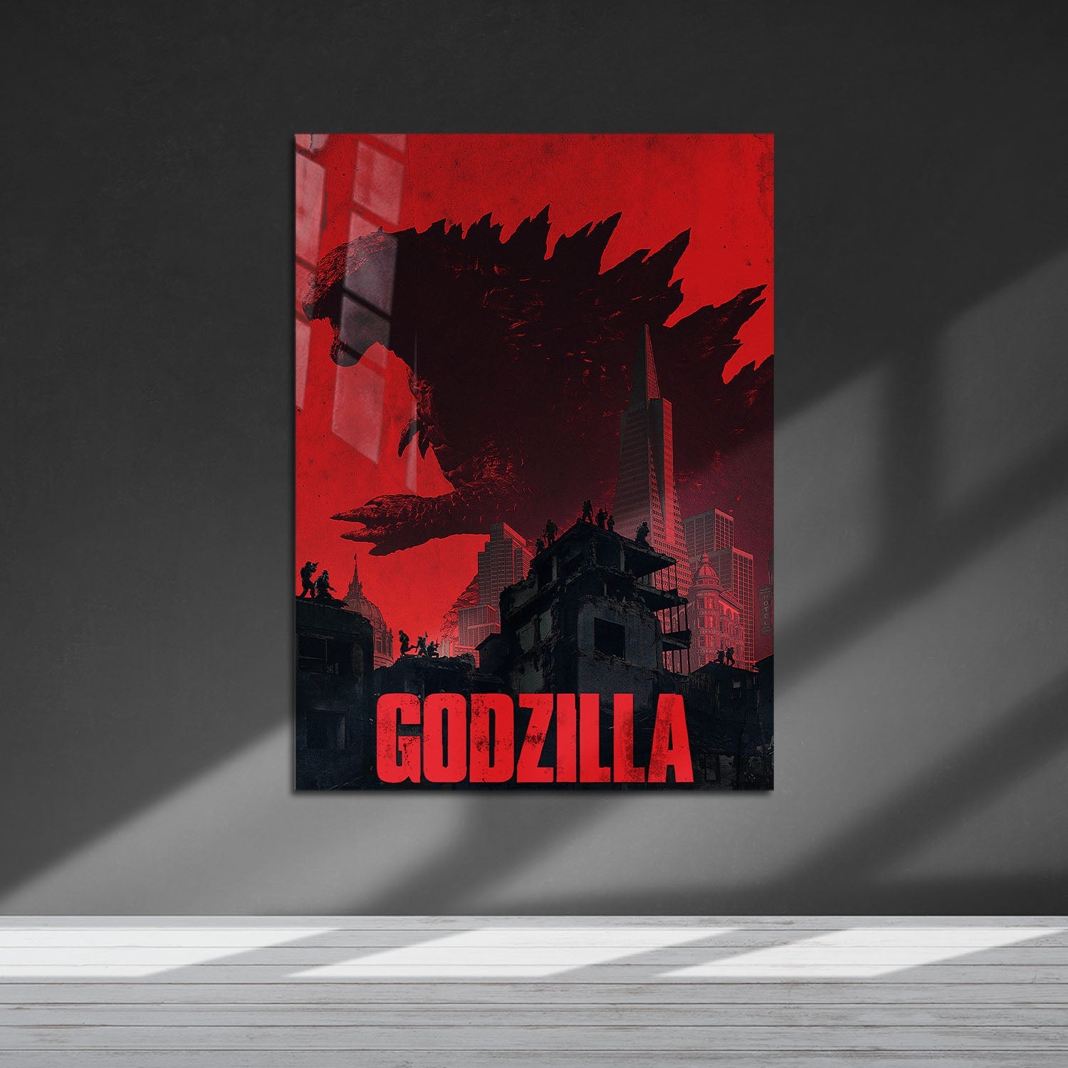Flex Designs Metal Poster Godzilla Minimalist 5 x 7" Home Goods - Movie 2014 Movie Metal Poster