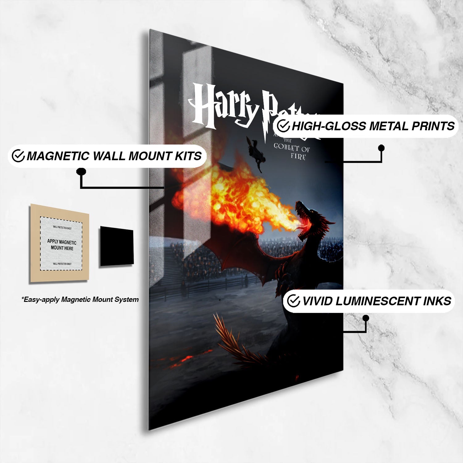 Flex Designs Metal Poster Harry Potter and the Goblet of Fire Minimalist 16 x 24" Home Goods - Movie 2005 Movie Metal Poster