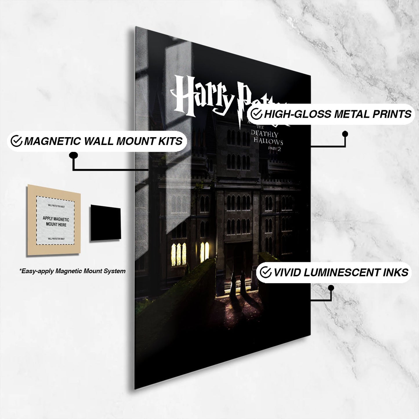 Flex Designs Metal Poster Harry Potter and the Deathly Hallows Part 2 Minimalist 16 x 24" Home Goods - Movie 2011 Movie Metal Poster