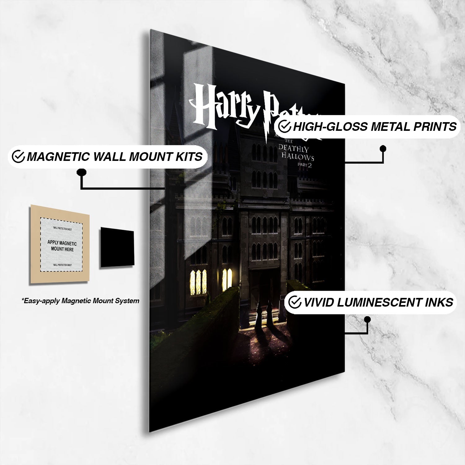 Flex Designs Metal Poster Harry Potter and the Deathly Hallows Part 2 Minimalist 16 x 24" Home Goods - Movie 2011 Movie Metal Poster