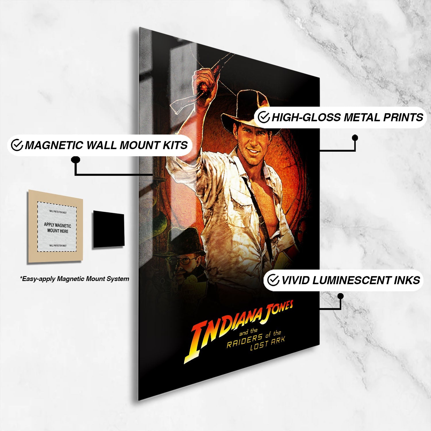 Flex Designs Metal Poster Raiders of the Lost Ark 16 x 24" Home Goods - Movie 1981 Movie Metal Poster