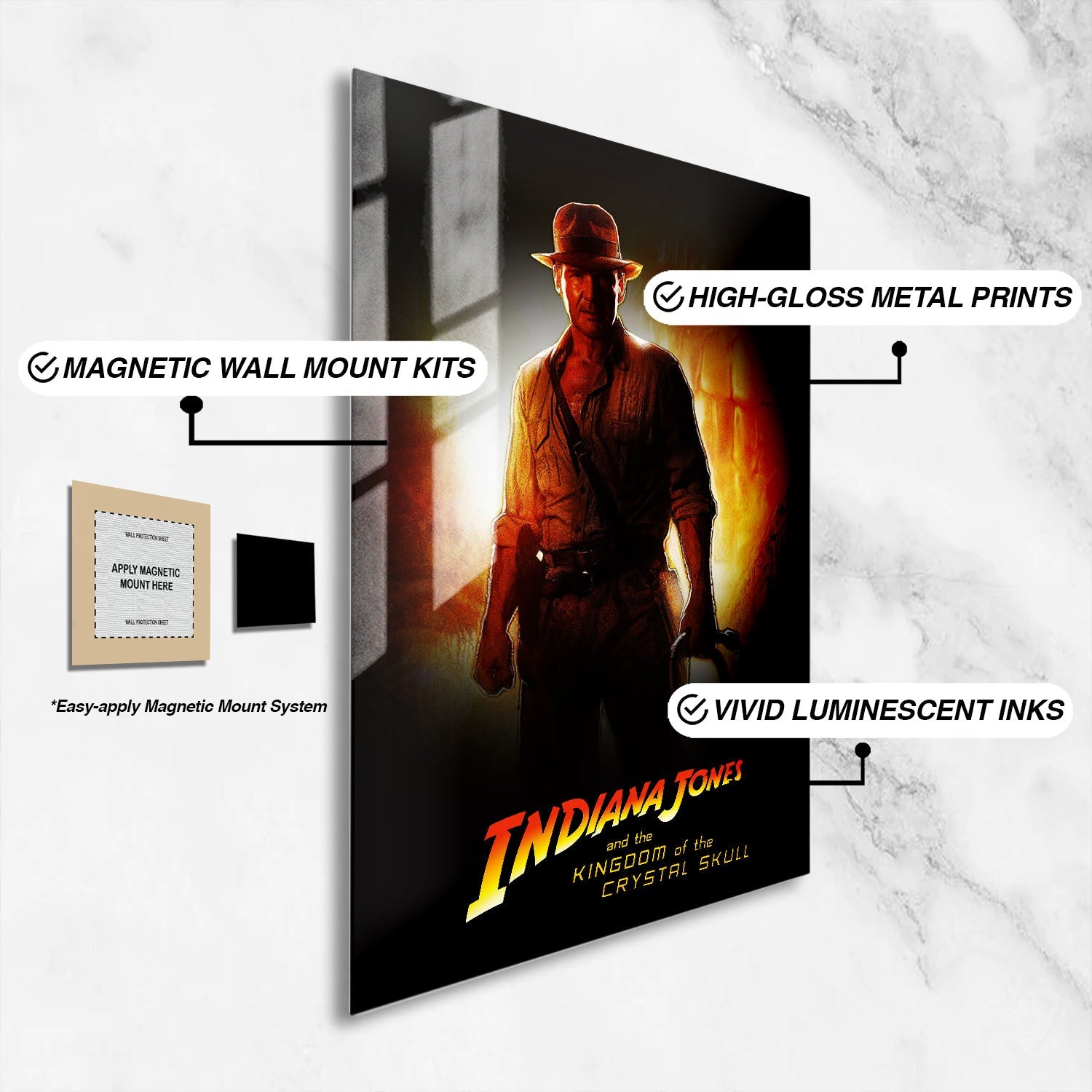 Flex Designs Metal Poster Indiana Jones and the Kingdom of the Crystal Skull 16 x 24" Home Goods - Movie 2008 Movie Metal Poster