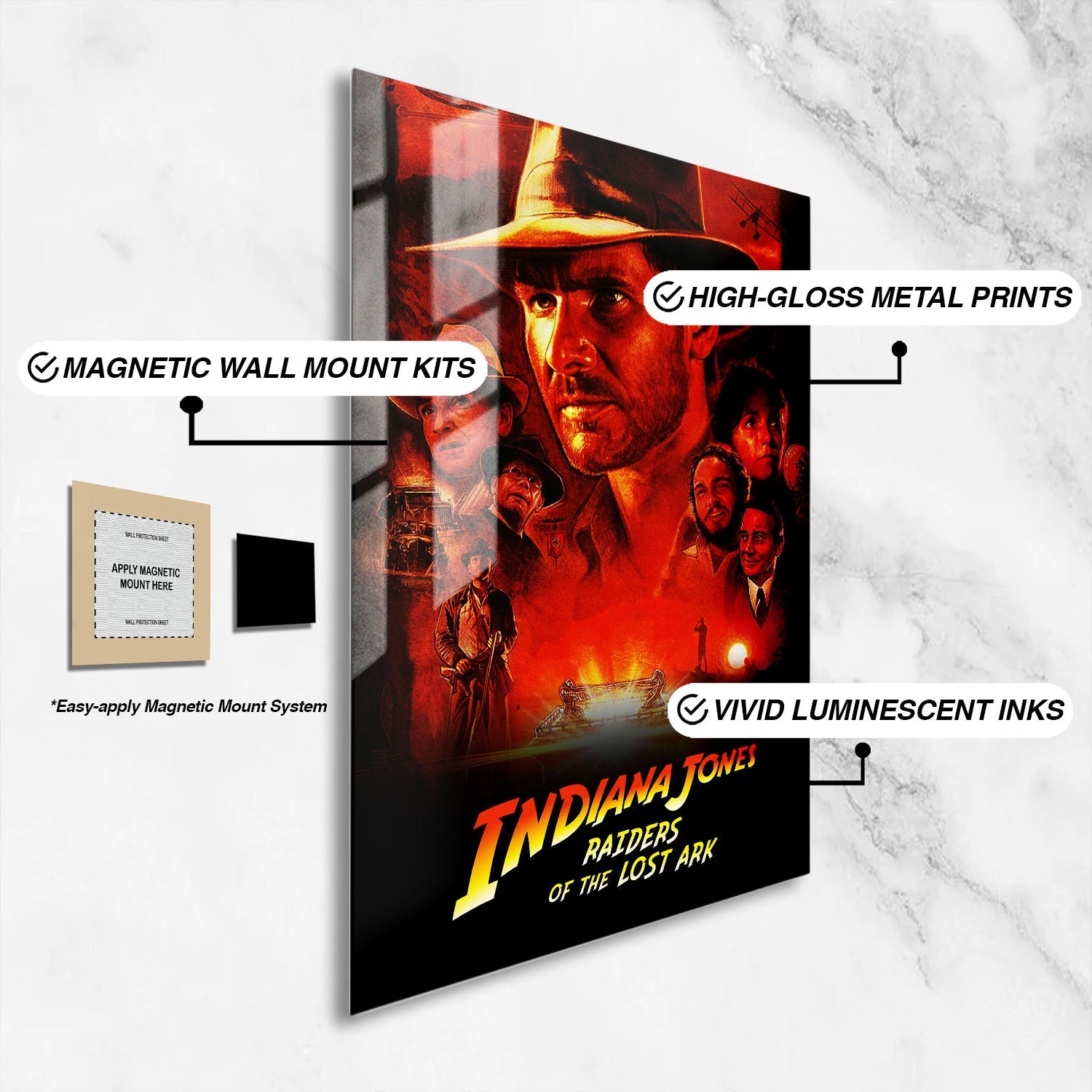 Flex Designs Metal Poster Indiana Jones Raiders of the Lost Ark Classic 16 x 24" Home Goods - Movie 1981 Movie Metal Poster