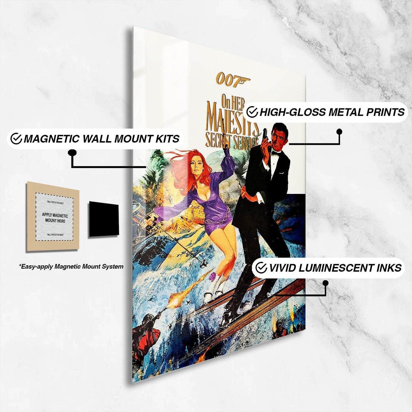 Flex Designs Metal Poster On Her Majestys Secret Service 16 x 24" Home Goods - Movie 1969 Movie Metal Poster