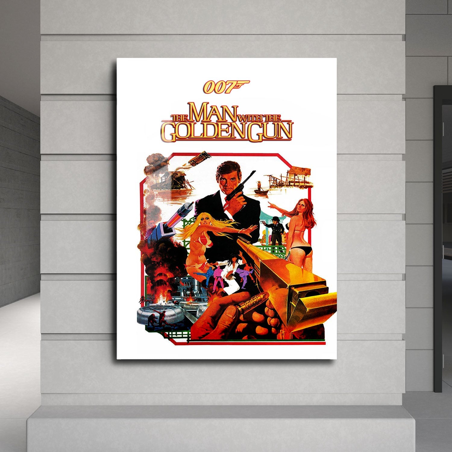 Flex Designs Metal Poster The Man with the Golden Gun 24 x 36" Home Goods - Movie 1974 Movie Metal Poster