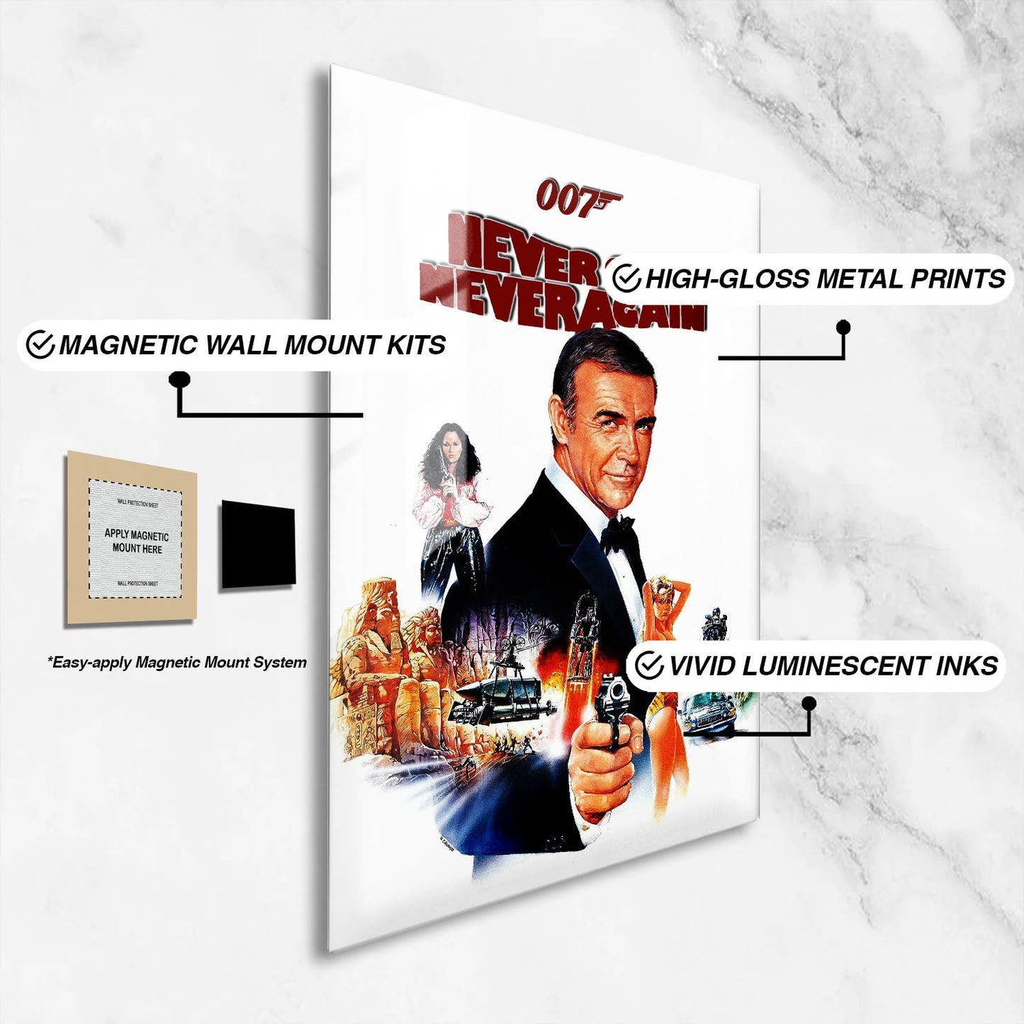 Flex Designs Metal Poster Never Say Never Again 16 x 24" Home Goods - Movie 1983 Movie Metal Poster