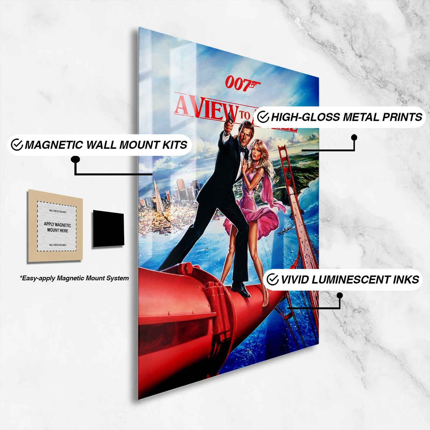 Flex Designs Metal Poster A View to a Kill 16 x 24" Home Goods - Movie 1985 Movie Metal Poster