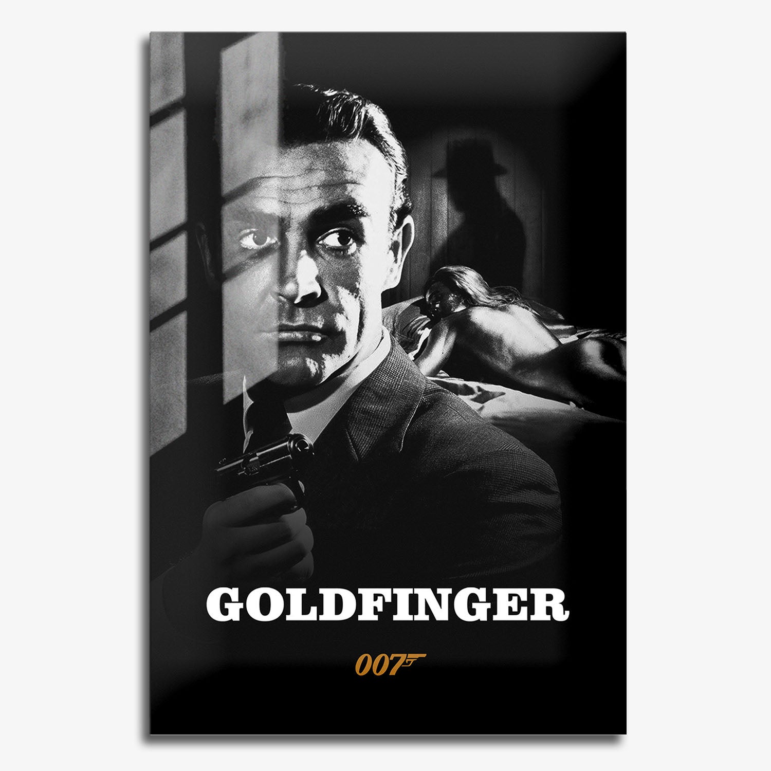 Flex Designs Metal Poster Goldfinger B&W 11 x 17" Home Goods - Movie 1964 Movie Metal Poster