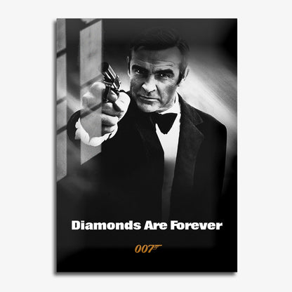 Flex Designs Metal Poster Diamonds Are Forever B&W 11 x 17" Home Goods - Movie 1971 Movie Metal Poster