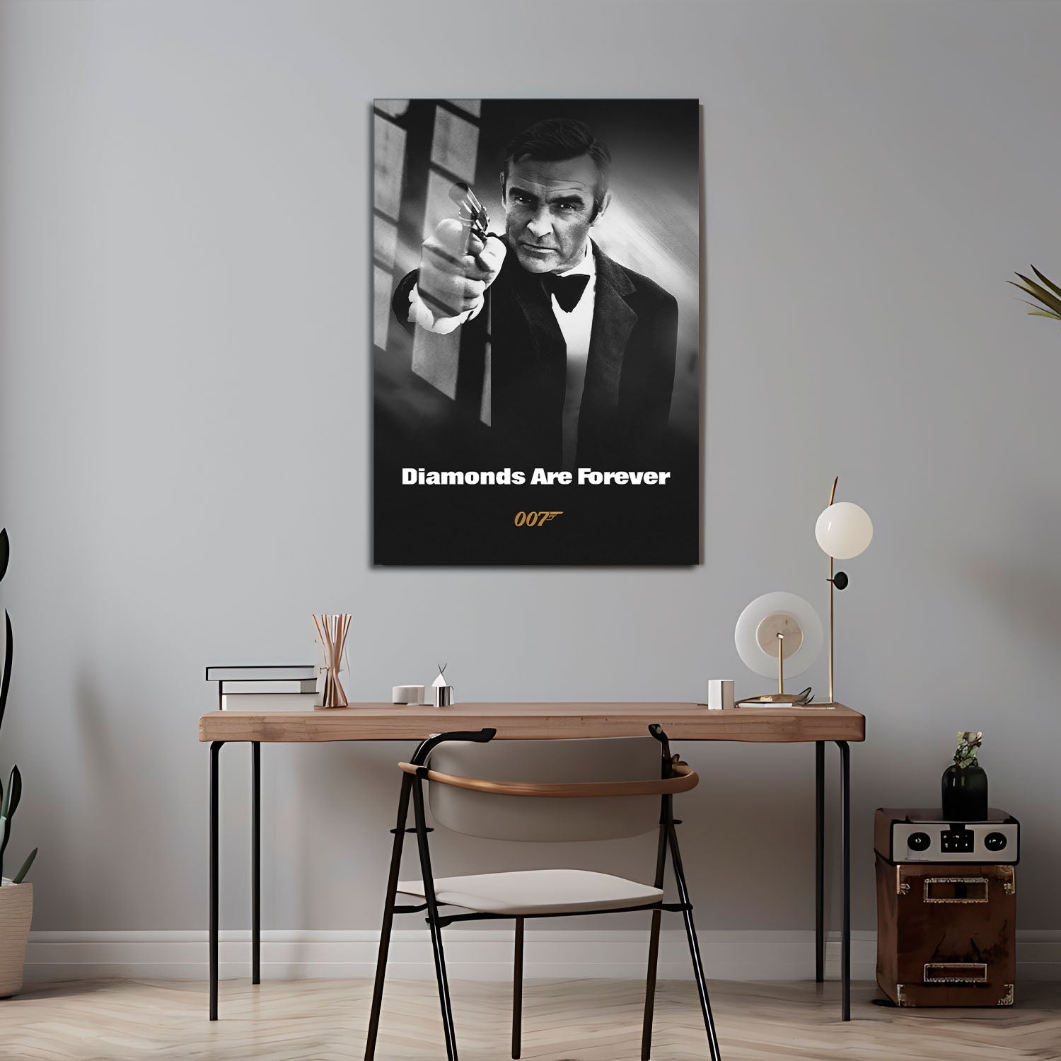 Flex Designs Metal Poster Diamonds Are Forever B&W 24 x 36" Home Goods - Movie 1971 Movie Metal Poster