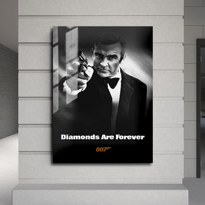 Flex Designs Metal Poster Diamonds Are Forever B&W 24 x 36" Home Goods - Movie 1971 Movie Metal Poster