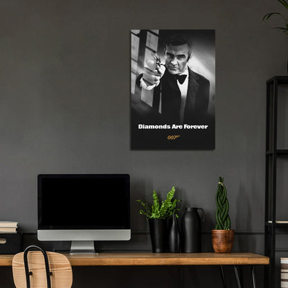 Flex Designs Metal Poster Diamonds Are Forever B&W 5 x 7" Home Goods - Movie 1971 Movie Metal Poster