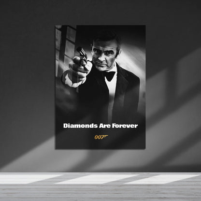 Flex Designs Metal Poster Diamonds Are Forever B&W 5 x 7" Home Goods - Movie 1971 Movie Metal Poster