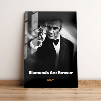 Diamonds Are Forever B&W Movie Metal Poster