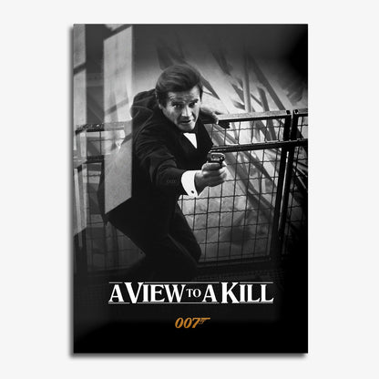Flex Designs Metal Poster A View to a Kill B&W 11 x 17" Home Goods - Movie 1985 Movie Metal Poster