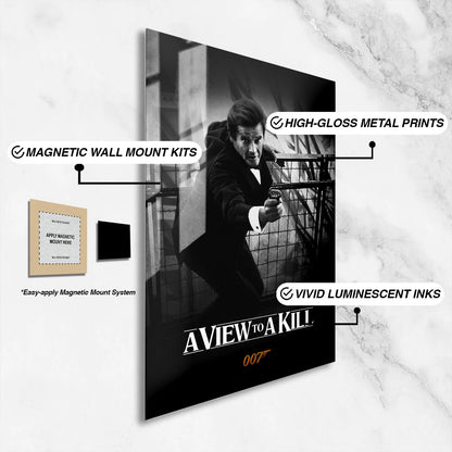 Flex Designs Metal Poster A View to a Kill B&W 16 x 24" Home Goods - Movie 1985 Movie Metal Poster