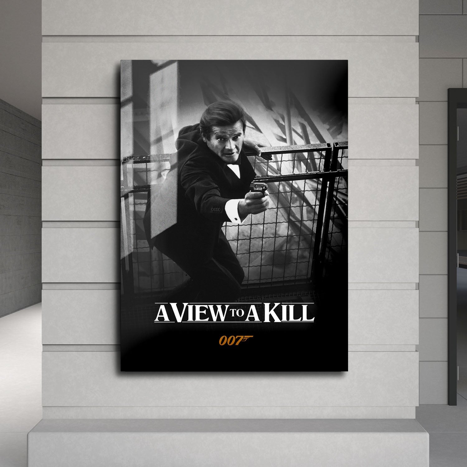 Flex Designs Metal Poster A View to a Kill B&W 24 x 36" Home Goods - Movie 1985 Movie Metal Poster