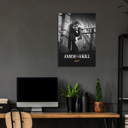 Flex Designs Metal Poster A View to a Kill B&W 5 x 7" Home Goods - Movie 1985 Movie Metal Poster