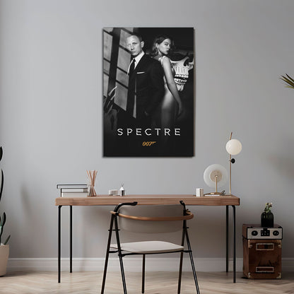 Flex Designs Metal Poster Spectre B&W 24 x 36" Home Goods - Movie 2015 Movie Metal Poster