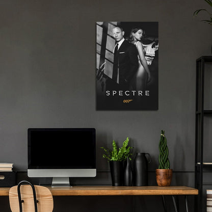 Flex Designs Metal Poster Spectre B&W 5 x 7" Home Goods - Movie 2015 Movie Metal Poster