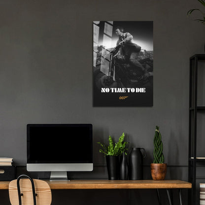 Flex Designs Metal Poster No Time to Die B&W 5 x 7" Home Goods - Movie 2021 Movie Metal Poster