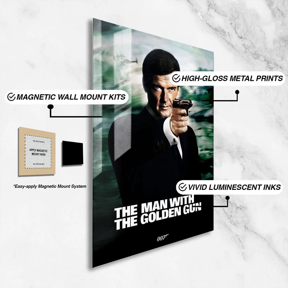 Flex Designs Metal Poster The Man with the Golden Gun Classic 16 x 24" Home Goods - Movie 1974 Movie Metal Poster