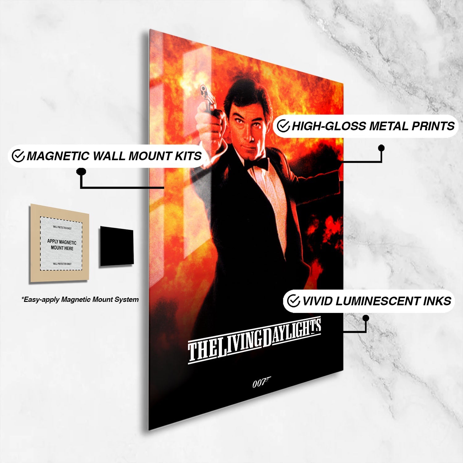 Flex Designs Metal Poster The Living Daylights Classic 16 x 24" Home Goods - Movie 1987 Movie Metal Poster