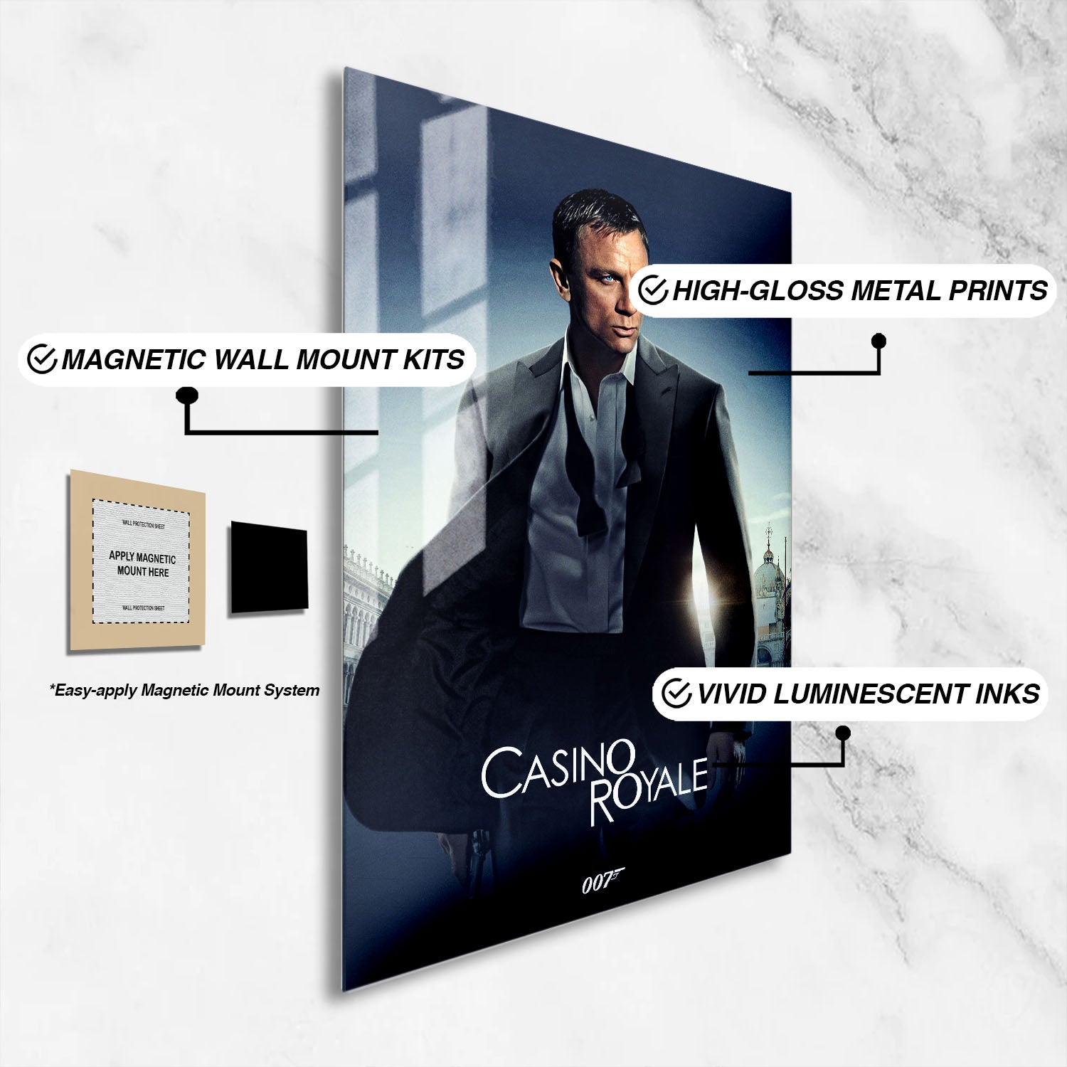 Flex Designs Metal Poster Casino Royale 2006 Classic 16 x 24" Home Goods - Movie 2006 Movie Metal Poster