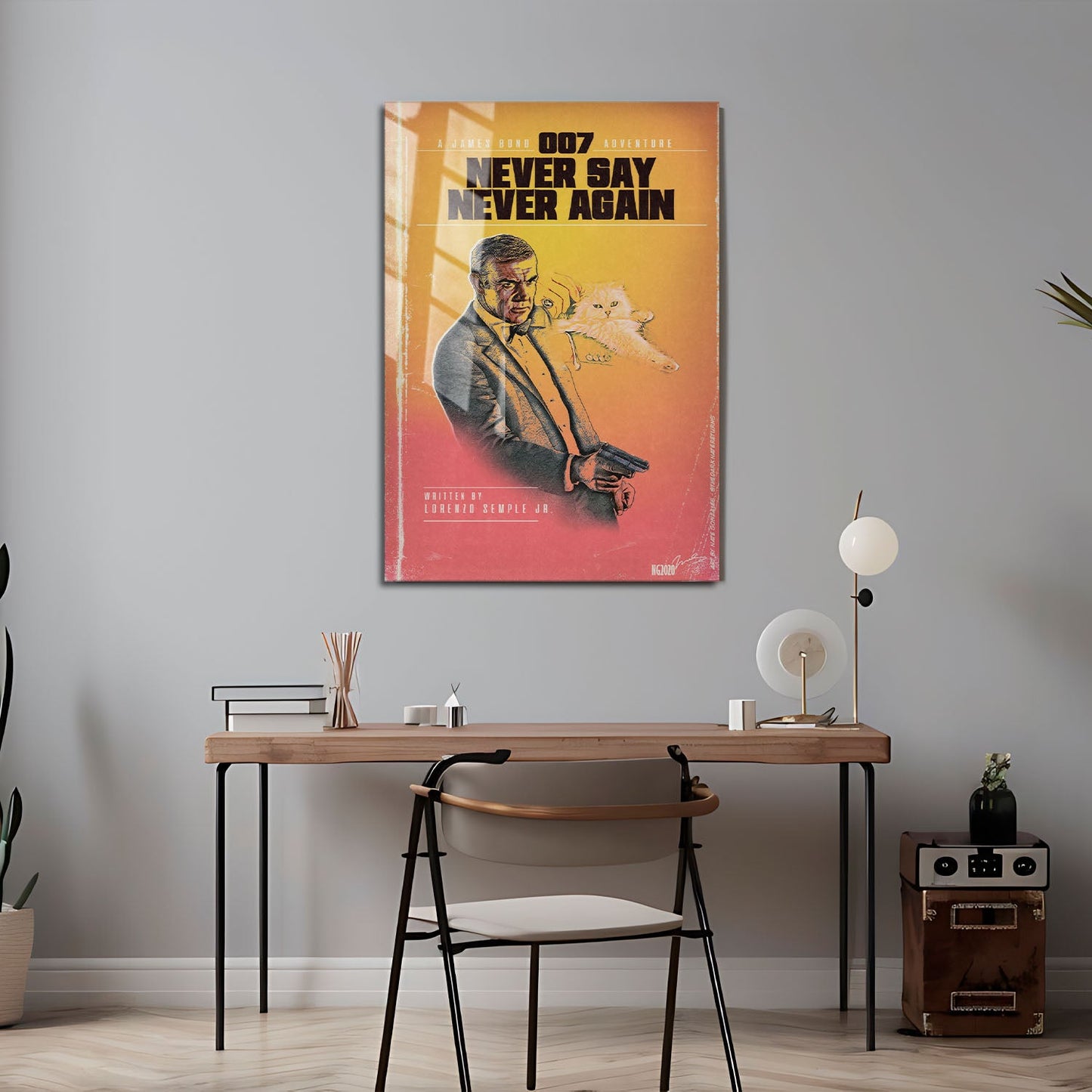 Flex Designs Metal Poster Never Say Never Again Minimalist 24 x 36" Home Goods - Movie 1983 Movie Metal Poster
