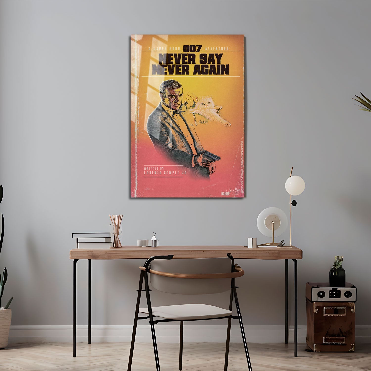 Flex Designs Metal Poster Never Say Never Again Minimalist 24 x 36" Home Goods - Movie 1983 Movie Metal Poster
