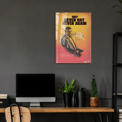 Flex Designs Metal Poster Never Say Never Again Minimalist 5 x 7" Home Goods - Movie 1983 Movie Metal Poster