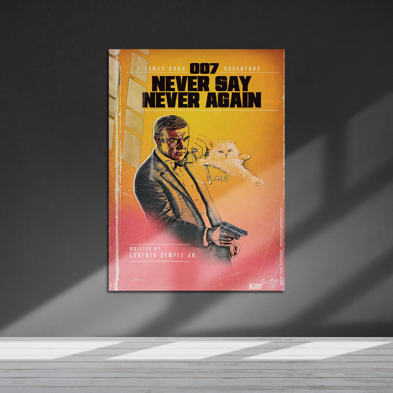 Flex Designs Metal Poster Never Say Never Again Minimalist 5 x 7" Home Goods - Movie 1983 Movie Metal Poster