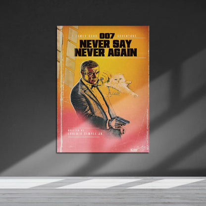 Flex Designs Metal Poster Never Say Never Again Minimalist 5 x 7" Home Goods - Movie 1983 Movie Metal Poster