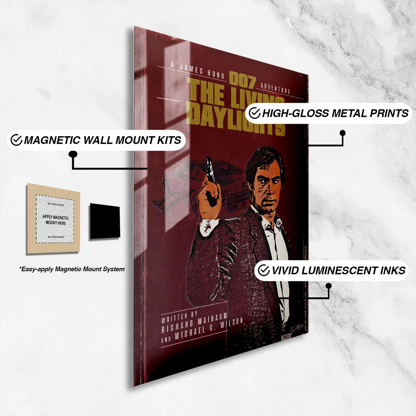 Flex Designs Metal Poster The Living Daylights Minimalist 16 x 24" Home Goods - Movie 1987 Movie Metal Poster