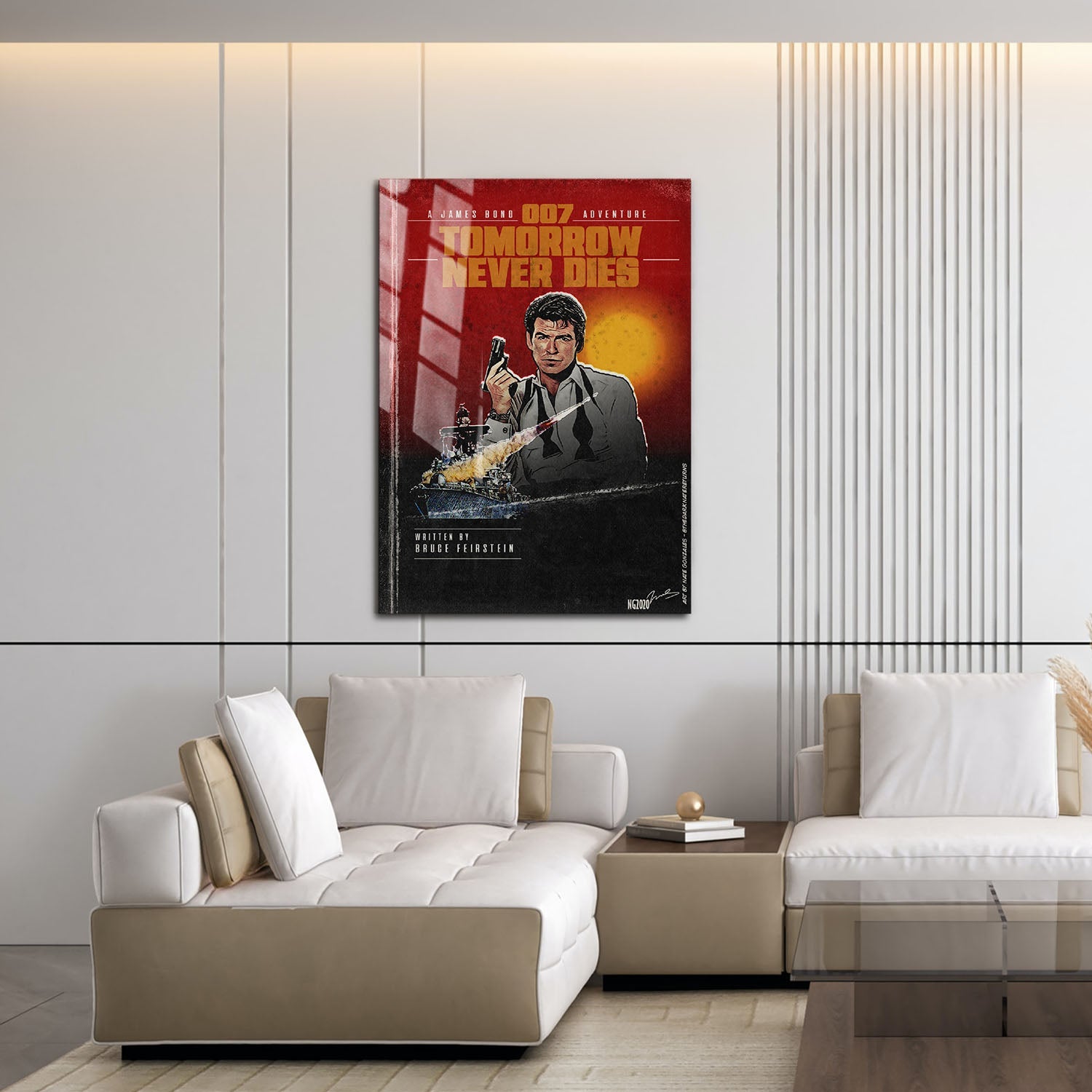 Flex Designs Metal Poster Tomorrow Never Dies Minimalist 16 x 24" Home Goods - Movie 1997 Movie Metal Poster