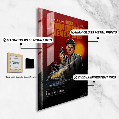 Flex Designs Metal Poster Tomorrow Never Dies Minimalist 16 x 24" Home Goods - Movie 1997 Movie Metal Poster