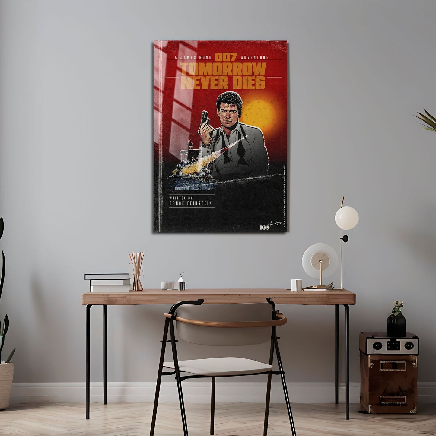 Flex Designs Metal Poster Tomorrow Never Dies Minimalist 24 x 36" Home Goods - Movie 1997 Movie Metal Poster