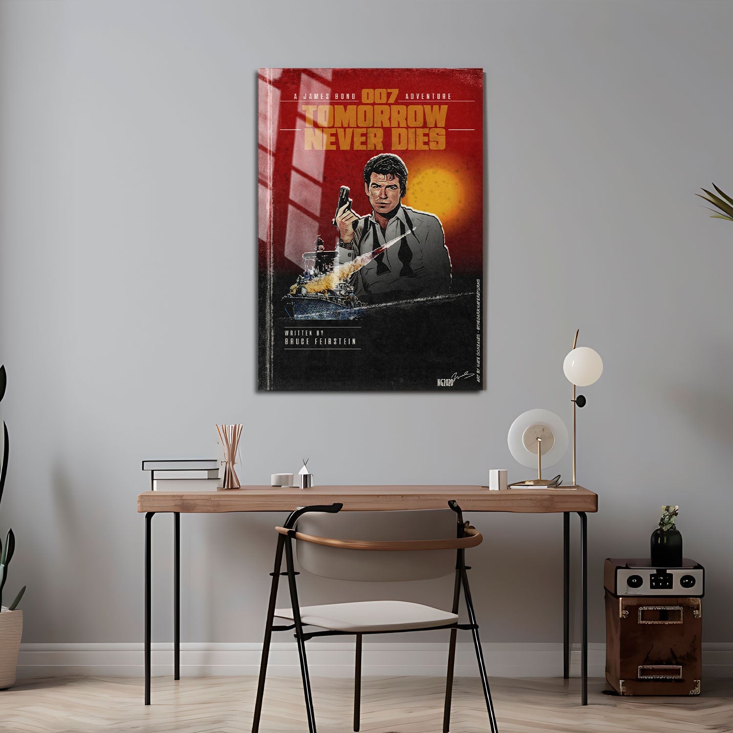 Flex Designs Metal Poster Tomorrow Never Dies Minimalist 24 x 36" Home Goods - Movie 1997 Movie Metal Poster