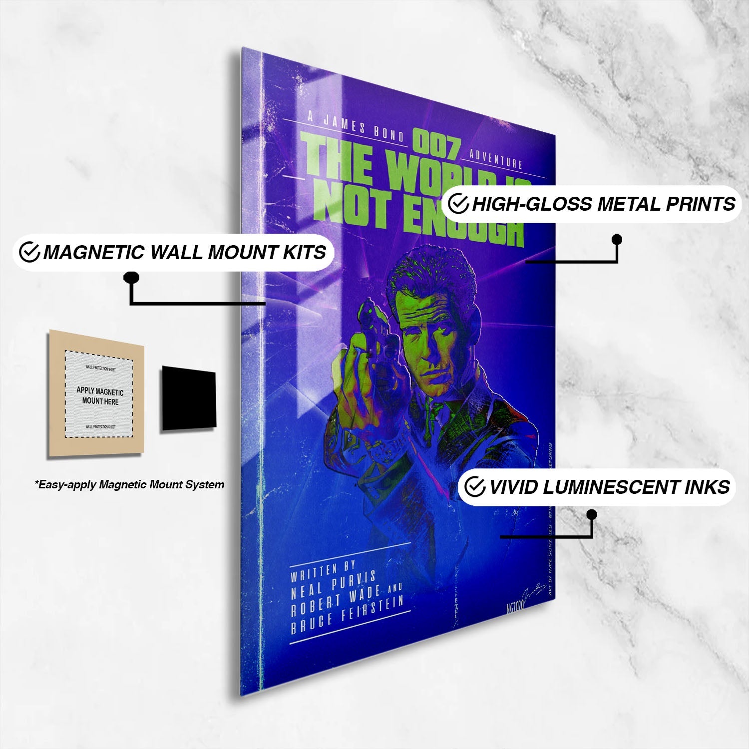 Flex Designs Metal Poster The World Is Not Enough Minimalist 16 x 24" Home Goods - Movie 1999 Movie Metal Poster