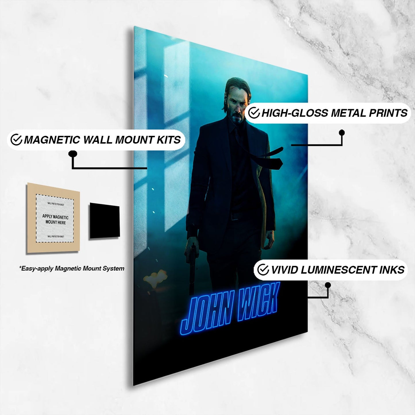 Flex Designs Metal Poster John Wick Classic 16 x 24" Home Goods - Movie 2014 Movie Metal Poster