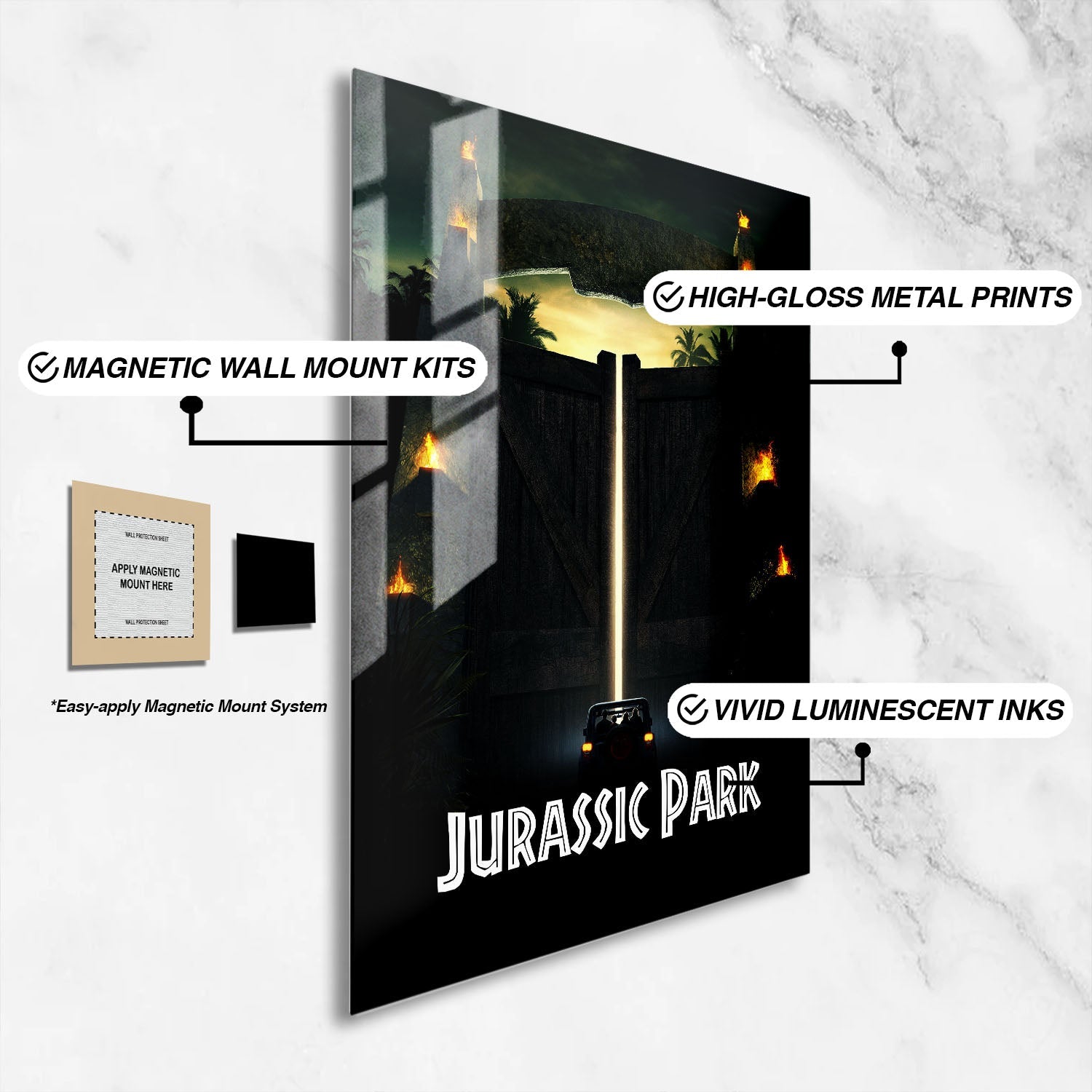 Flex Designs Metal Poster Jurassic Park Cinematic 16 x 24" Home Goods - Movie 1993 Movie Metal Poster