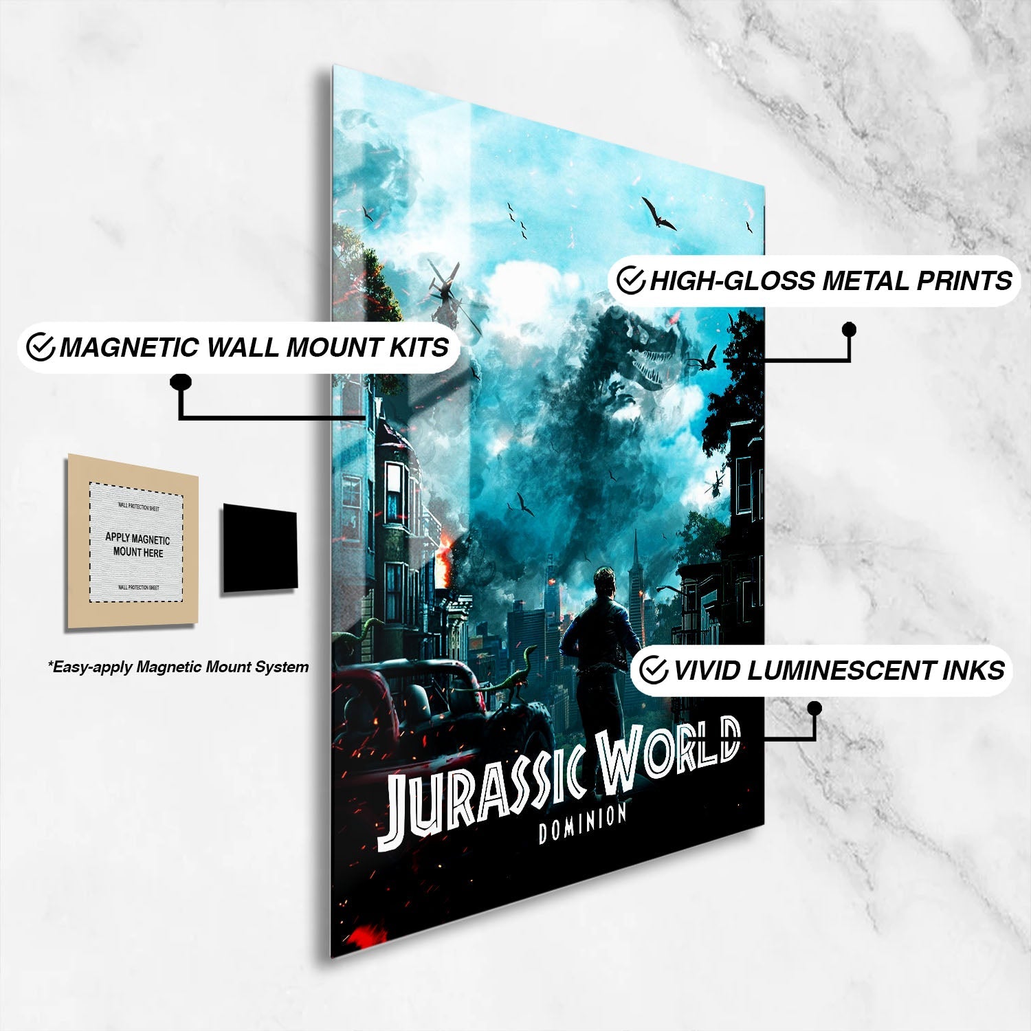 Flex Designs Metal Poster Jurassic World Dominion Classic 16 x 24" Home Goods - Movie 2022 Movie Metal Poster