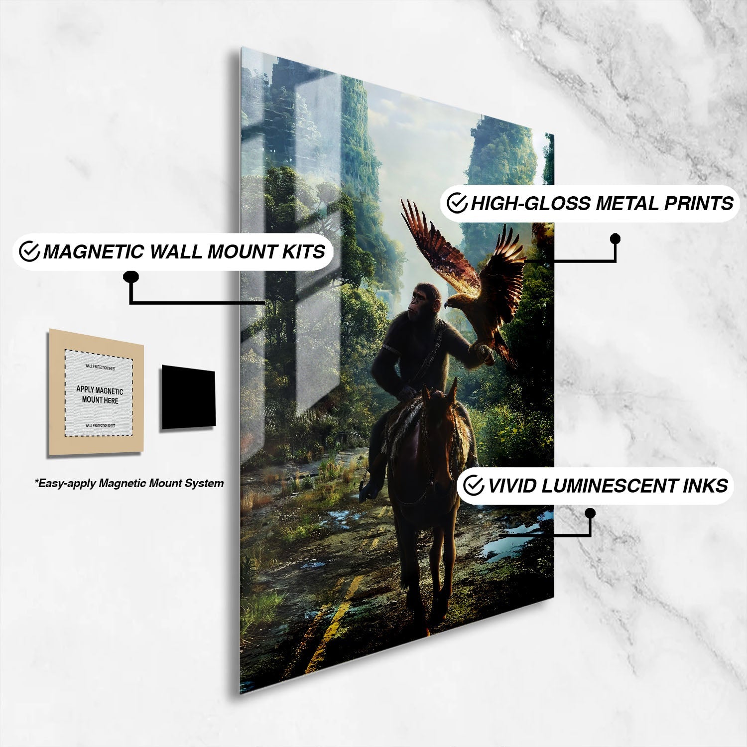 Flex Designs Metal Poster Kingdom of the Planet of the Apes Key Art 16 x 24" Home Goods - Movie 2024 Movie Metal Poster