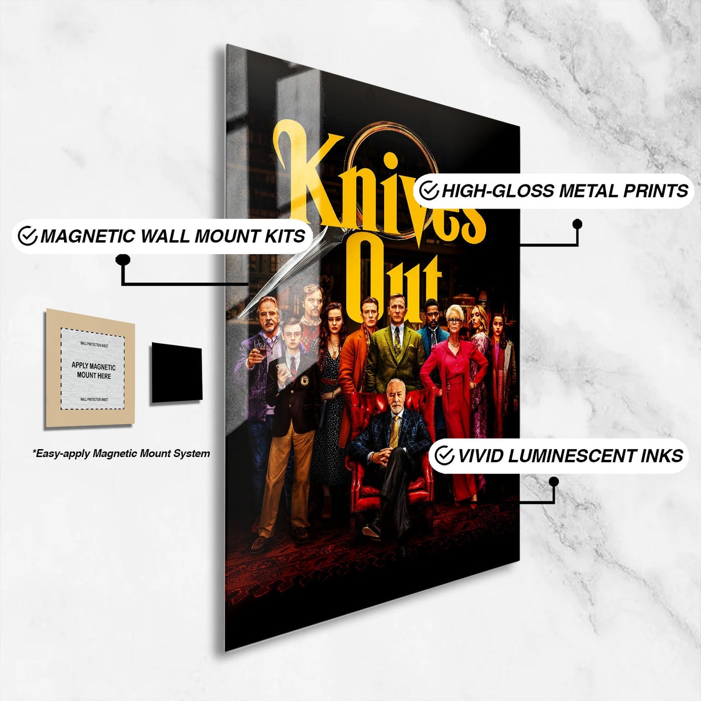 Flex Designs Metal Poster Knives Out 16 x 24" Home Goods - Movie 2019 Movie Metal Poster