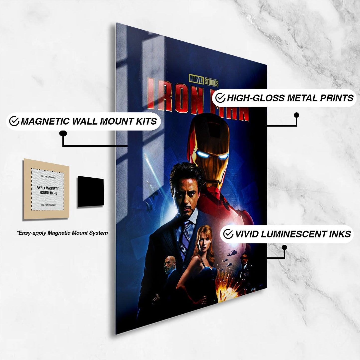 Flex Designs Metal Poster Iron Man 16 x 24" Home Goods - Movie 2008 Movie Metal Poster