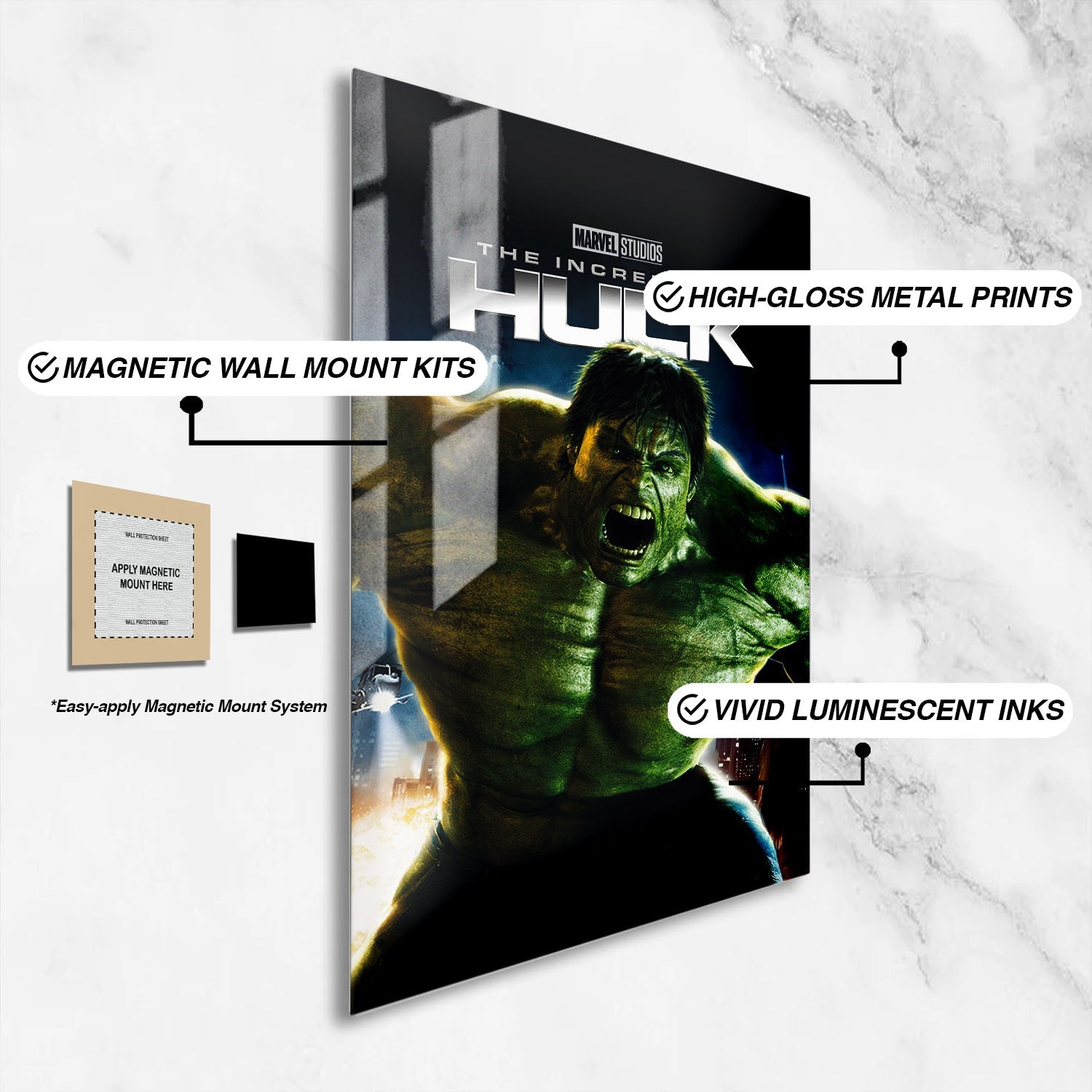 Flex Designs Metal Poster The Incredible Hulk 16 x 24" Home Goods - Movie 2008 Movie Metal Poster