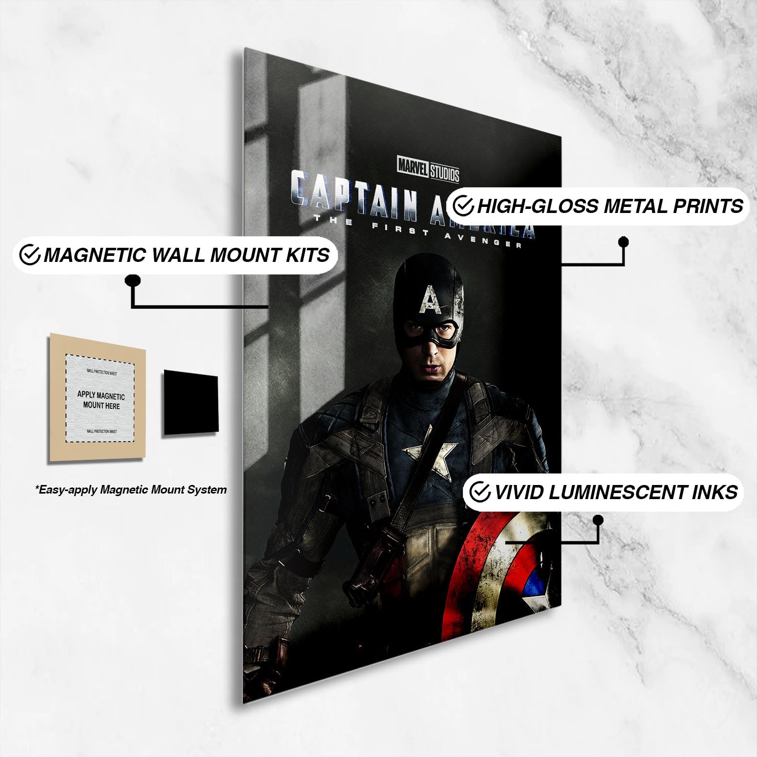 Flex Designs Metal Poster Captain America The First Avenger 16 x 24" Home Goods - Movie 2011 Movie Metal Poster