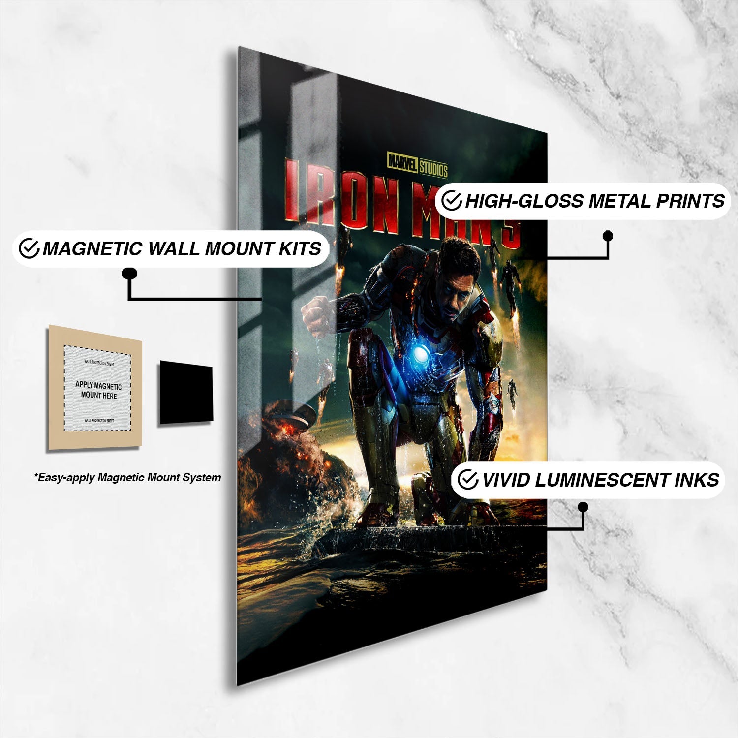 Flex Designs Metal Poster Iron Man 3 16 x 24" Home Goods - Movie 2013 Movie Metal Poster