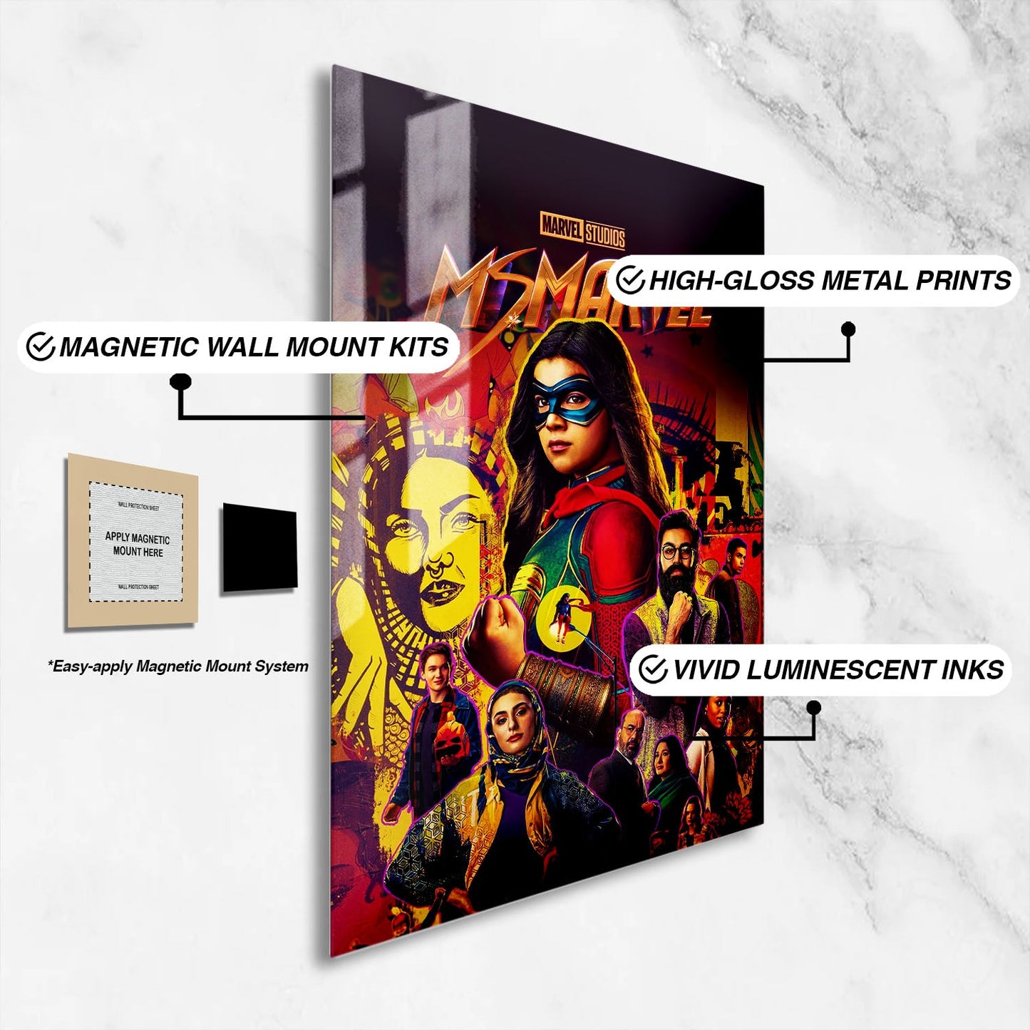 Flex Designs Metal Poster Ms Marvel 16 x 24" Home Goods - Movie 2022 Movie Metal Poster