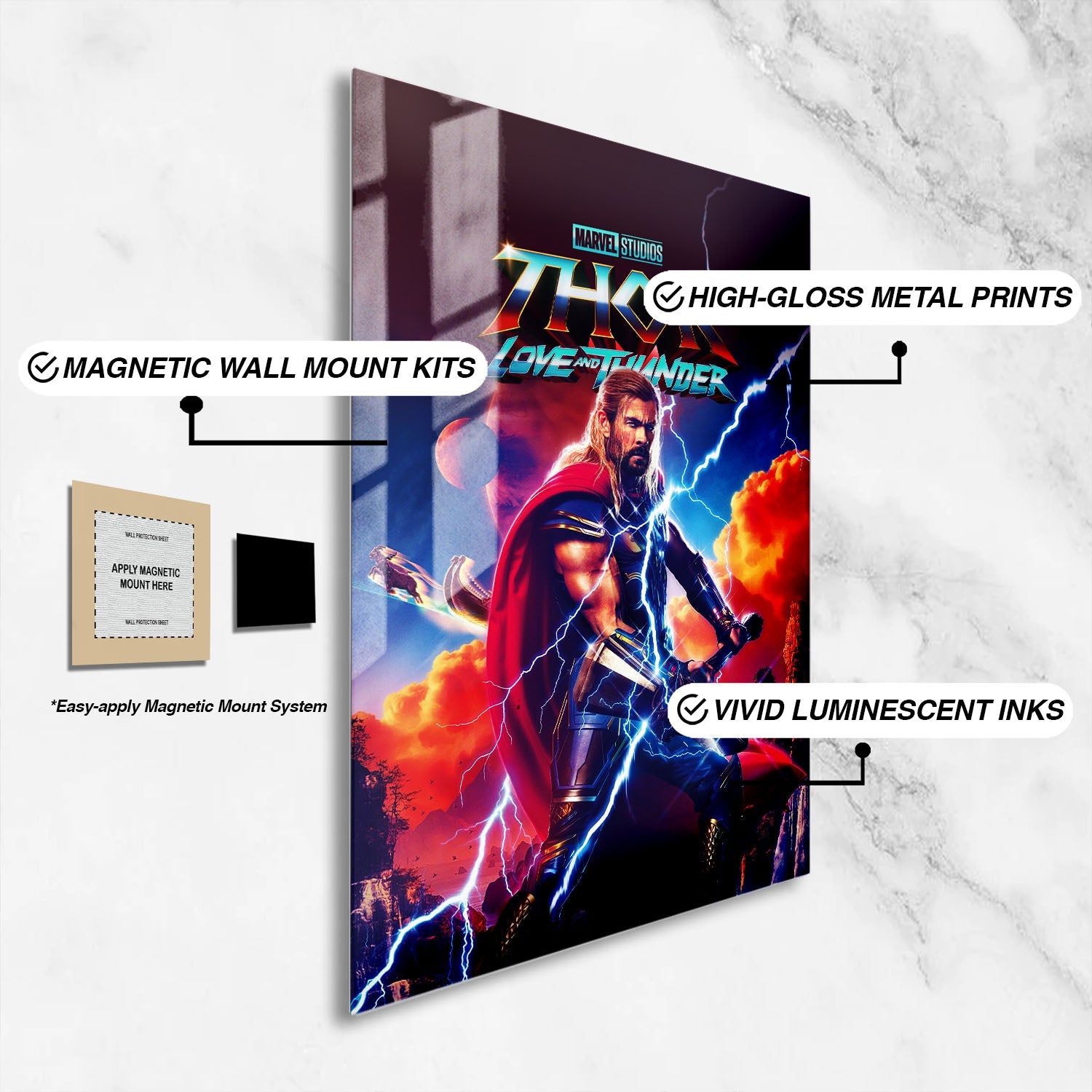 Flex Designs Metal Poster Thor Love and Thunder 16 x 24" Home Goods - Movie 2022 Movie Metal Poster